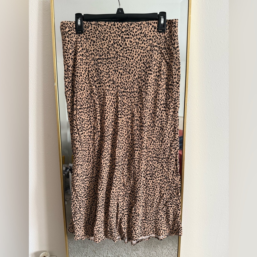 SO Brown and Black Pleated Pencil Midi Skirt